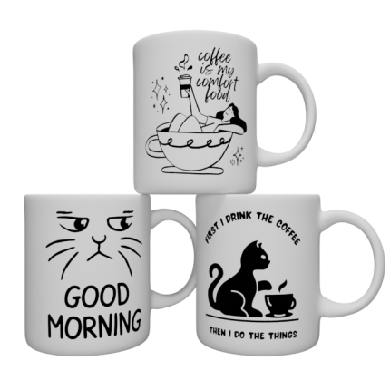 Mugs représentant la collection "Vibes" avec designs uniques et inspirants.